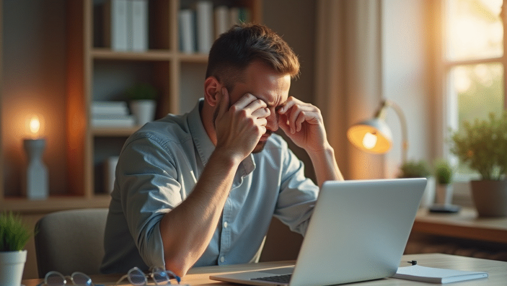 デスクワーク社会人が運動不足に悩んでいる様子